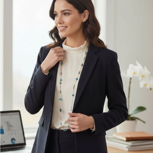 J. Crew Jackets & Blazers - 🖤 J.Crew Regent Blazer & Erwin Pearl Faux Turquoise Necklace Set – Size 4 flaw